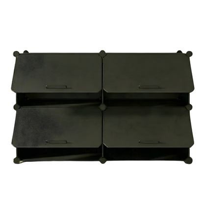 Tiered Cube Shoe Rack with Detachable Panels and Metal Frame