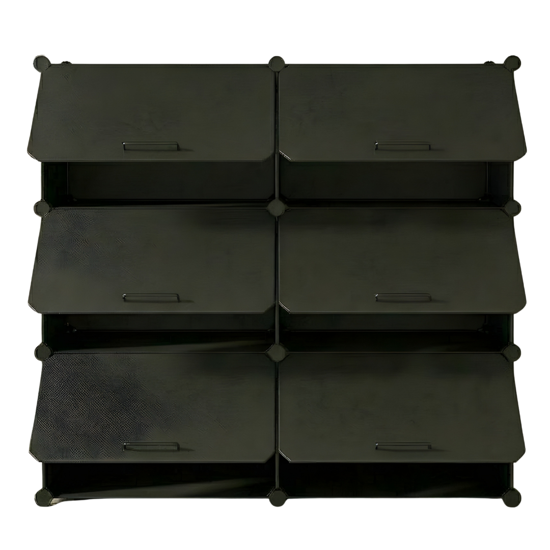 Tiered Cube Shoe Rack with Detachable Panels and Metal Frame