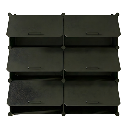 Tiered Cube Shoe Rack with Detachable Panels and Metal Frame
