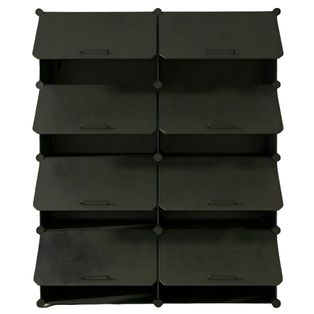 Tiered Cube Shoe Rack with Detachable Panels and Metal Frame