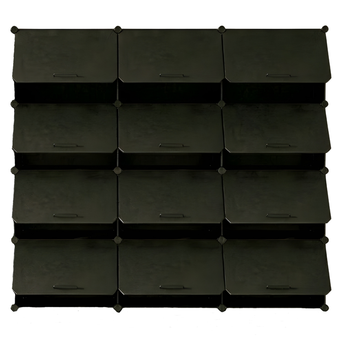 Tiered Cube Shoe Rack with Detachable Panels and Metal Frame