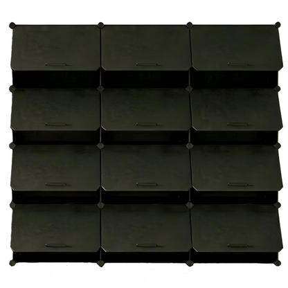 Tiered Cube Shoe Rack with Detachable Panels and Metal Frame