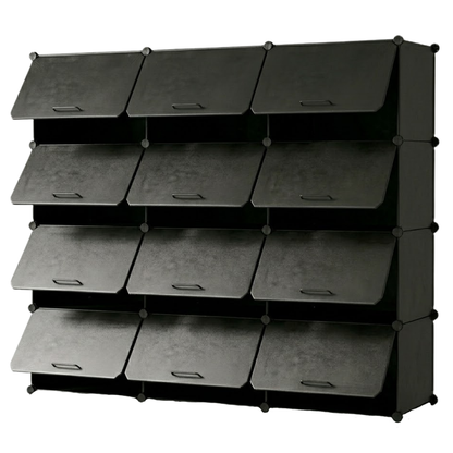 Tiered Cube Shoe Rack with Detachable Panels and Metal Frame