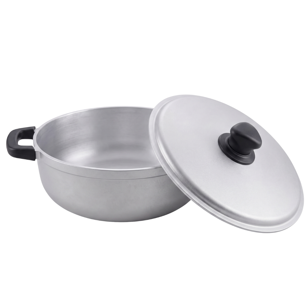 Traditional Aluminum Cooking Pot with Lid for Rice Soups and Stews