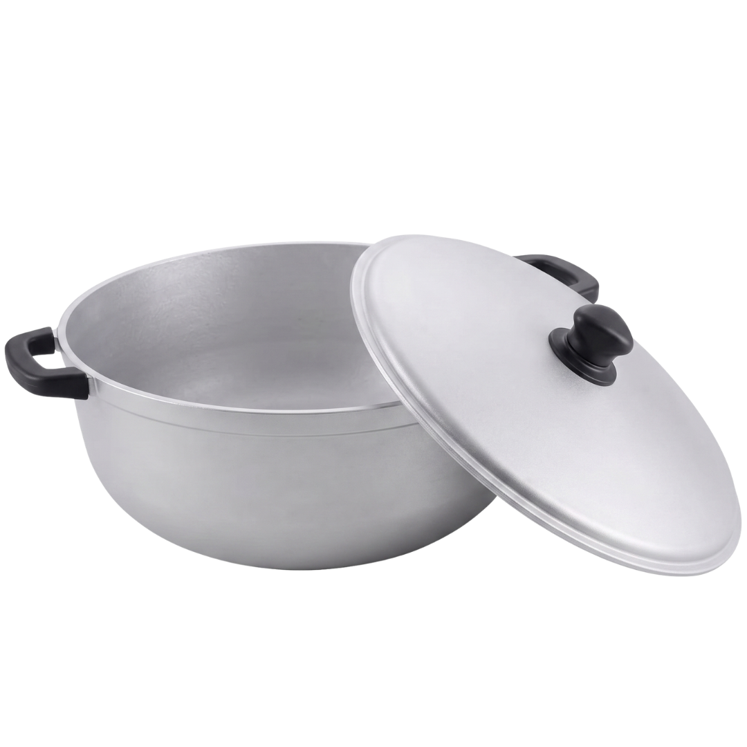 Traditional Aluminum Cooking Pot with Lid for Rice Soups and Stews