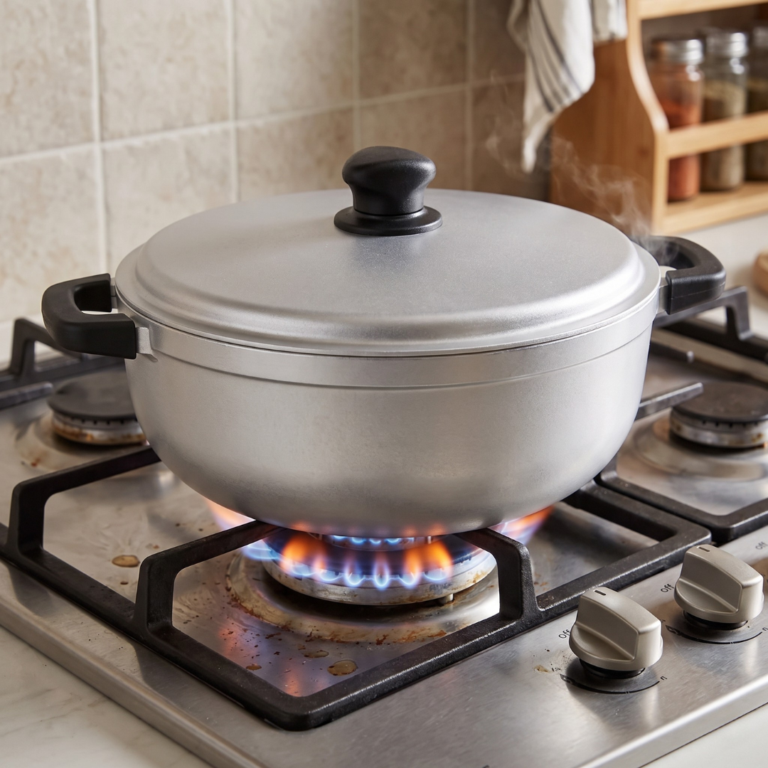 Traditional Aluminum Cooking Pot with Lid for Rice Soups and Stews