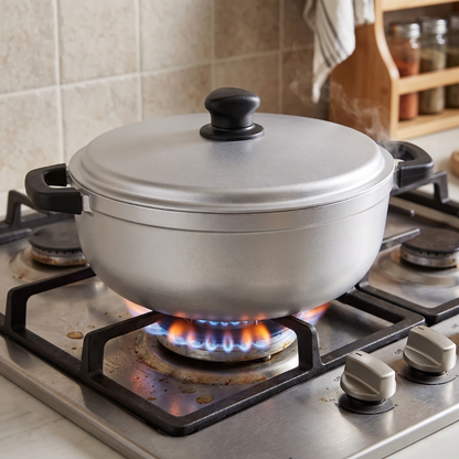 Traditional Aluminum Cooking Pot with Lid for Rice Soups and Stews