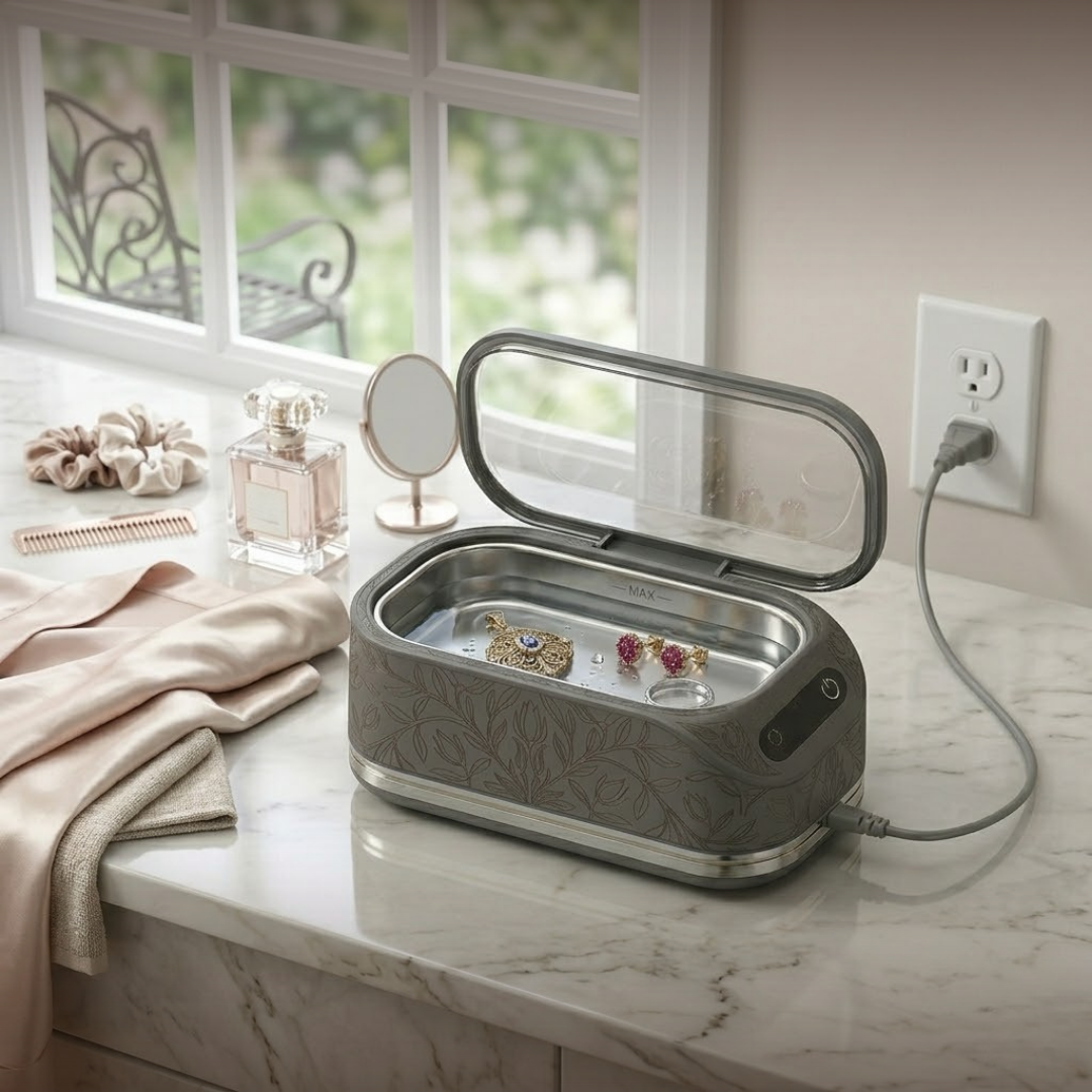 Ultrasonic Jewelry Cleaning Unit with 48kHz Waves and Steel Inner Tank