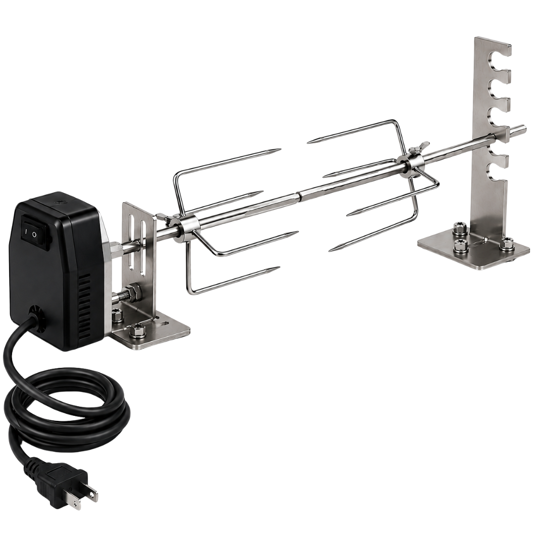 Universal Rotisserie Grill Kit with 120V Motor for Outdoor Grills