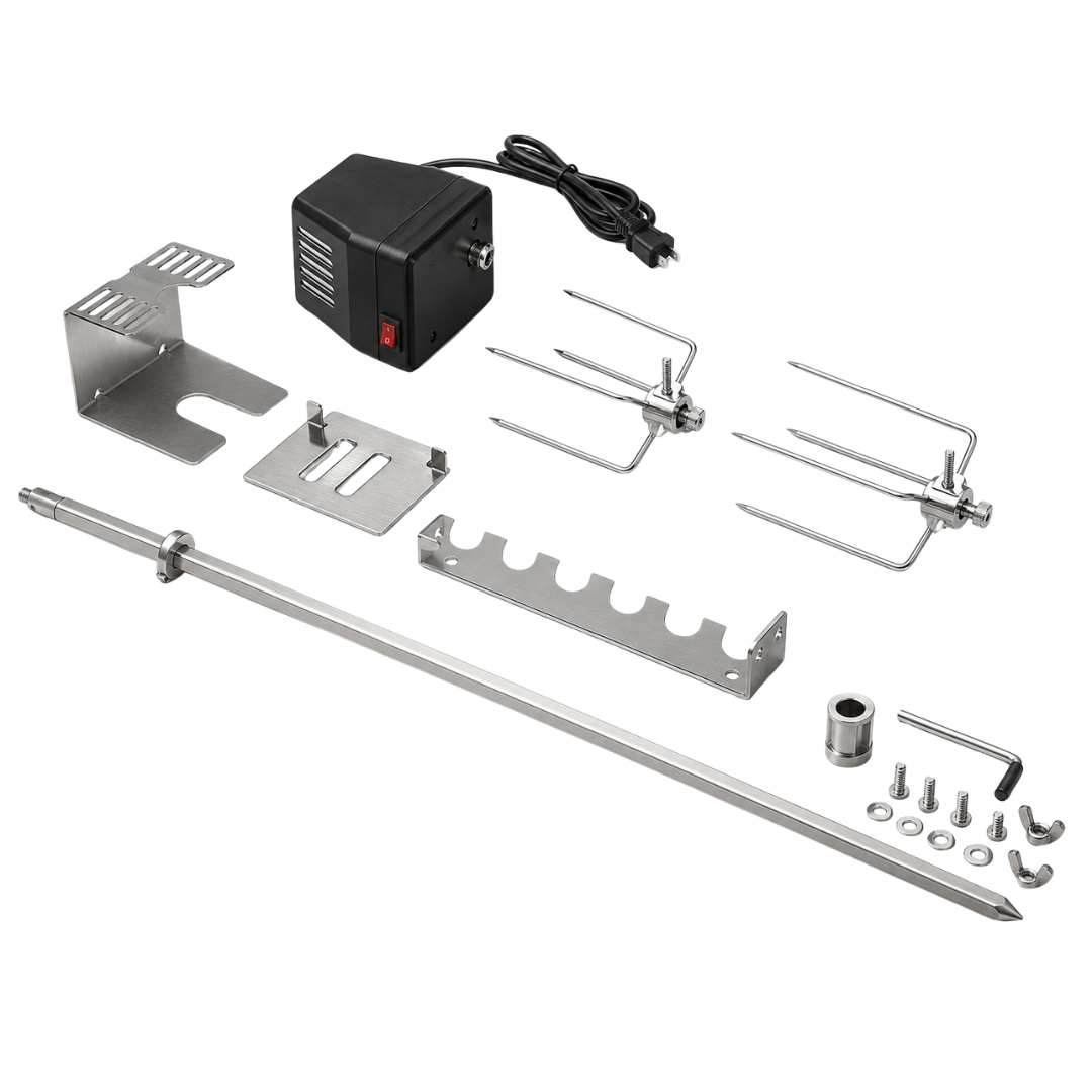 Universal Rotisserie Grill Kit with 28-Inch Spit Rod Motor Set