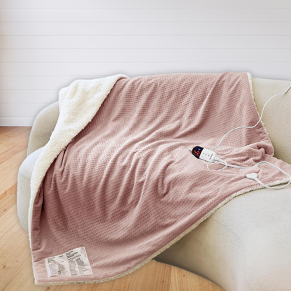 Waffle Electric Heated Blanket, 6 Levels, Digital Display and Auto Off