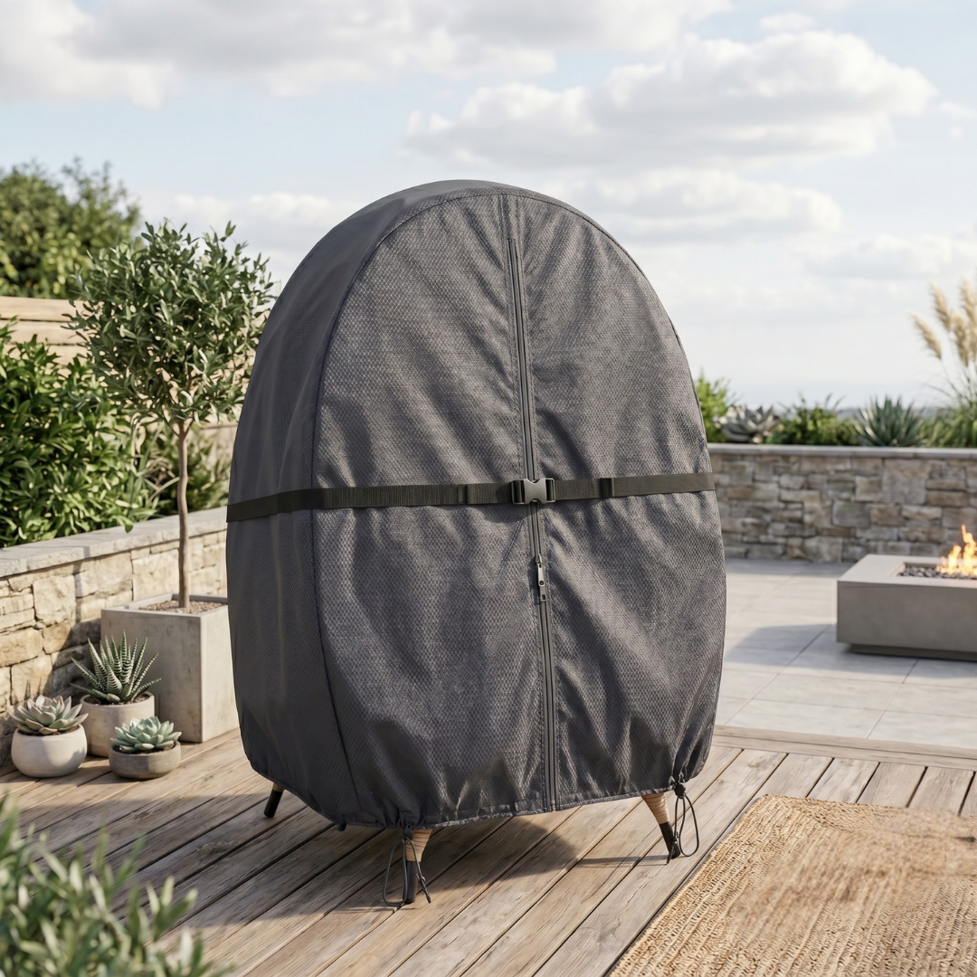 Water-Resistant Double Egg Chair Cover with Zipper and Buckle Straps
