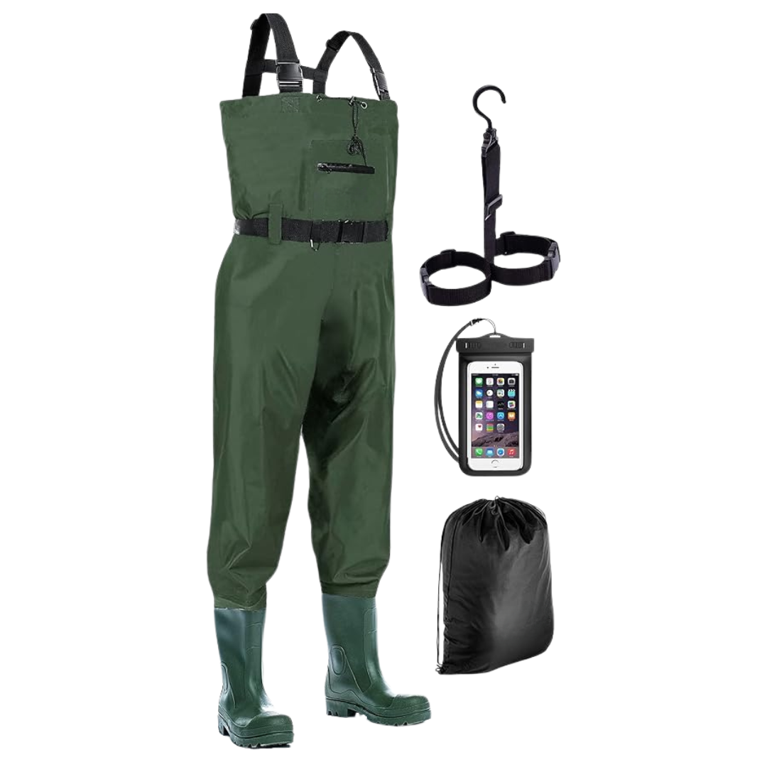 Water-Resistant Nylon Chest Waders with Boots for Fishing & Hunting