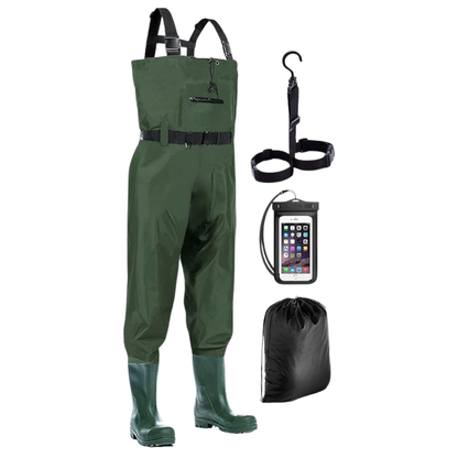 Water-Resistant Nylon Chest Waders with Boots for Fishing & Hunting