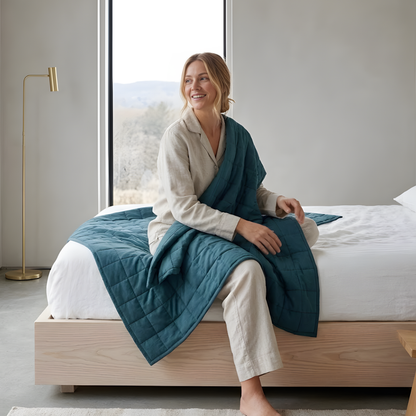 Weighted Blanket with 7 Layer Cooling Glass Beads and 16 Loop Design