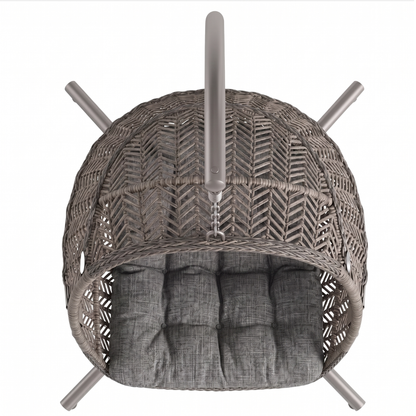 Wicker Hanging Egg Chair with Stand, Cushions, and 350 lb Capacity