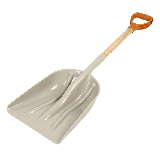 Wide Poly Scoop Shovel with Hardwood Handle for Backyard Work