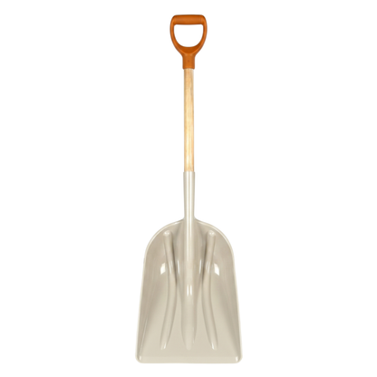 Wide Poly Scoop Shovel with Hardwood Handle for Backyard Work