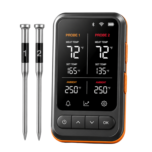 Wireless WiFi Bluetooth Meat Thermometer with Dual Probes Base